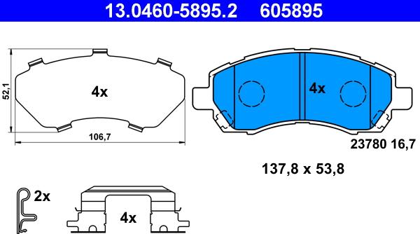 ATE 13.0460-5895.2 - Тормозные колодки, дисковые, комплект parts5.com