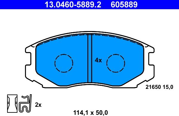 ATE 13.0460-5889.2 - Тормозные колодки, дисковые, комплект parts5.com