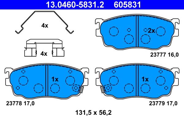 ATE 13.0460-5831.2 - Тормозные колодки, дисковые, комплект parts5.com