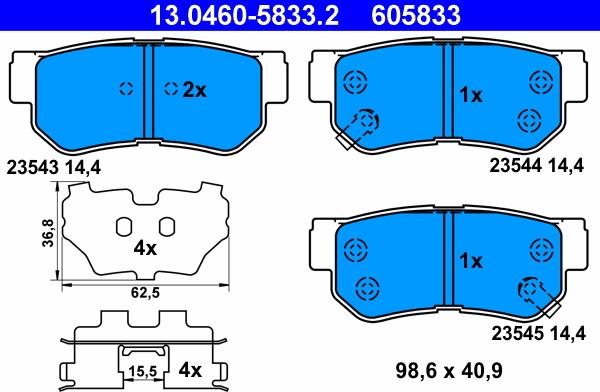 ATE 13.0460-5833.2 - Тормозные колодки, дисковые, комплект parts5.com