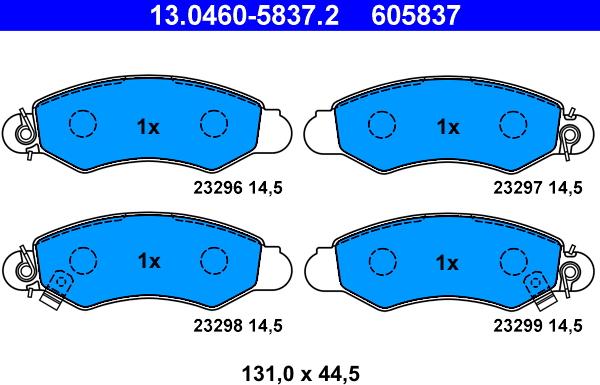 ATE 13.0460-5837.2 - Тормозные колодки, дисковые, комплект parts5.com