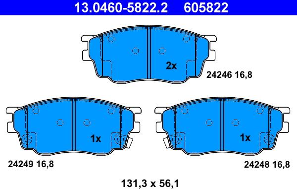 ATE 13.0460-5822.2 - Тормозные колодки, дисковые, комплект parts5.com