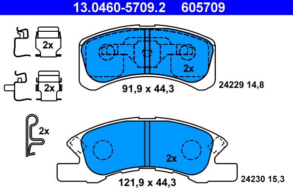 ATE 13.0460-5709.2 - Тормозные колодки, дисковые, комплект parts5.com