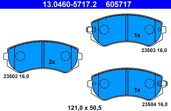 ATE 13.0460-5717.2 - Тормозные колодки, дисковые, комплект parts5.com