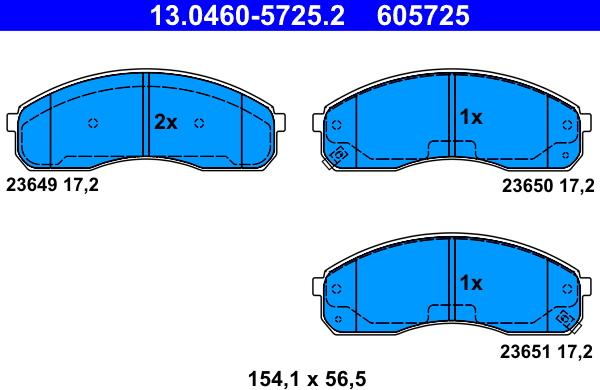 ATE 13.0460-5725.2 - Тормозные колодки, дисковые, комплект parts5.com