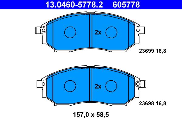 ATE 13.0460-5778.2 - Тормозные колодки, дисковые, комплект parts5.com