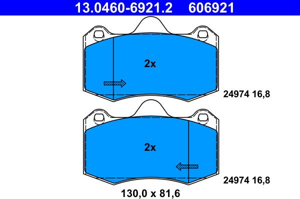 ATE 13.0460-6921.2 - Тормозные колодки, дисковые, комплект parts5.com