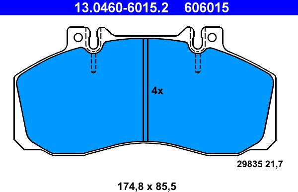 ATE 13.0460-6015.2 - Тормозные колодки, дисковые, комплект parts5.com