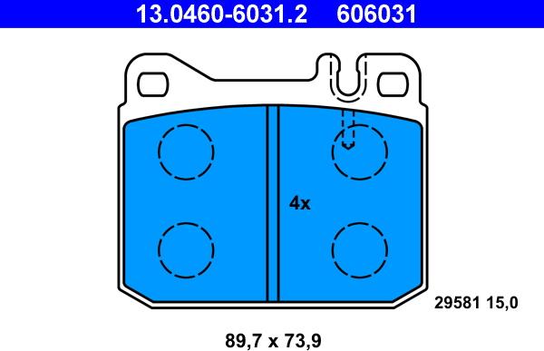 ATE 13.0460-6031.2 - Тормозные колодки, дисковые, комплект parts5.com