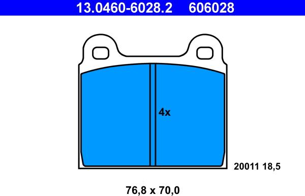 ATE 13.0460-6028.2 - Тормозные колодки, дисковые, комплект parts5.com