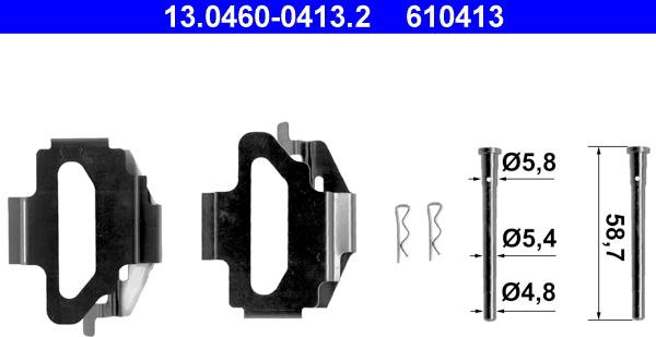 ATE 13.0460-0413.2 - Комплектующие для колодок дискового тормоза parts5.com