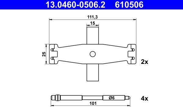 ATE 13.0460-0506.2 - Комплектующие для колодок дискового тормоза parts5.com