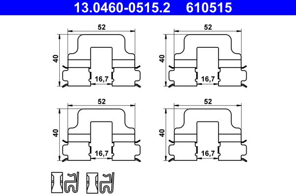 ATE 13.0460-0515.2 - Комплектующие для колодок дискового тормоза parts5.com