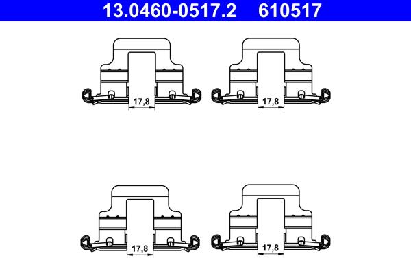 ATE 13.0460-0517.2 - Комплектующие для колодок дискового тормоза parts5.com