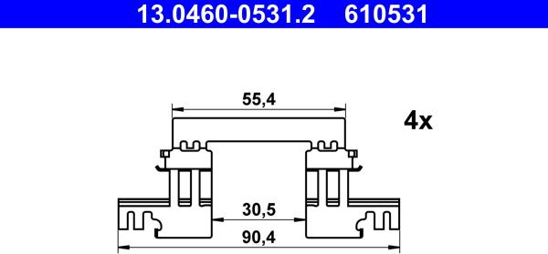 ATE 13.0460-0531.2 - Комплектующие для колодок дискового тормоза parts5.com