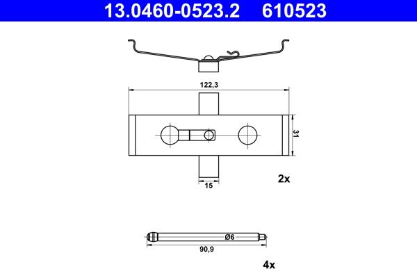 ATE 13.0460-0523.2 - Комплектующие для колодок дискового тормоза parts5.com