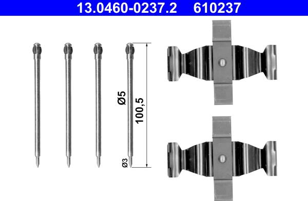 ATE 13.0460-0237.2 - Комплектующие для колодок дискового тормоза parts5.com