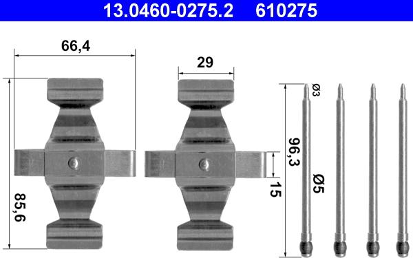 ATE 13.0460-0275.2 - Комплектующие для колодок дискового тормоза parts5.com