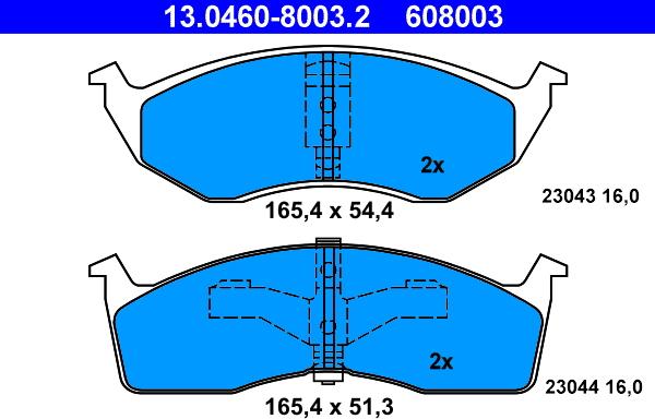 ATE 13.0460-8003.2 - Тормозные колодки, дисковые, комплект parts5.com