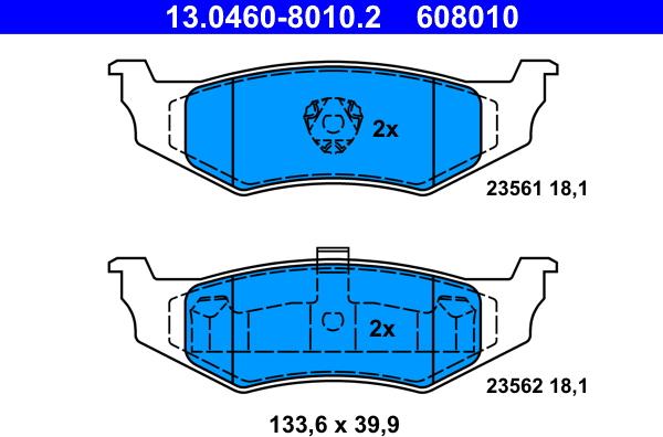 ATE 13.0460-8010.2 - Тормозные колодки, дисковые, комплект parts5.com