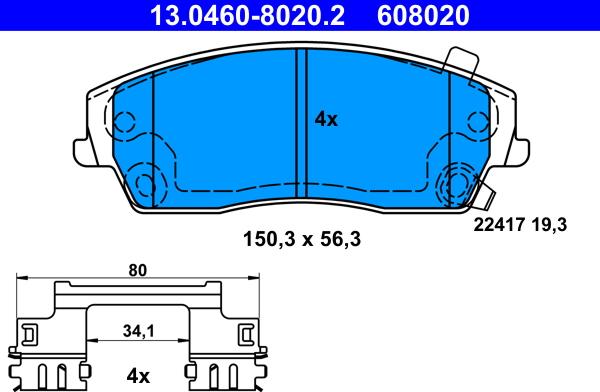 ATE 13.0460-8020.2 - Тормозные колодки, дисковые, комплект parts5.com