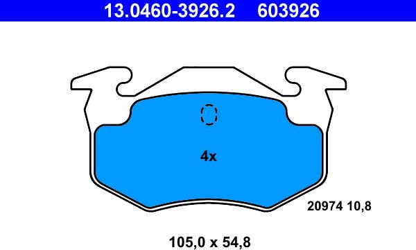 ATE 13.0460-3926.2 - Тормозные колодки, дисковые, комплект parts5.com