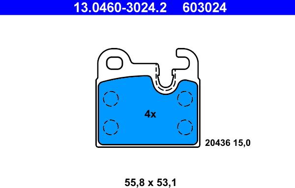 ATE 13.0460-3024.2 - Тормозные колодки, дисковые, комплект parts5.com