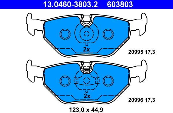 ATE 13.0460-3803.2 - Тормозные колодки, дисковые, комплект parts5.com