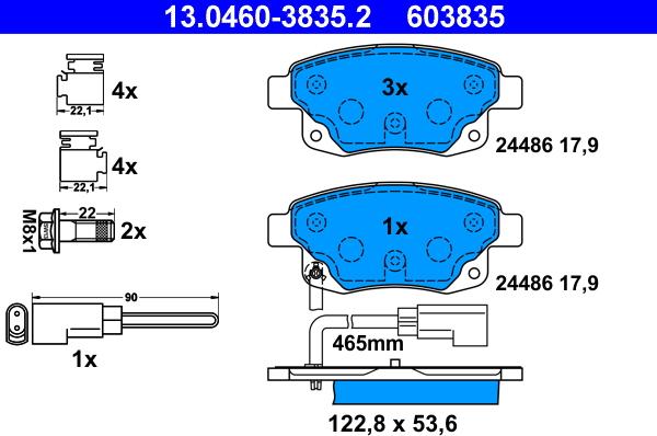 ATE 13.0460-3835.2 - Тормозные колодки, дисковые, комплект parts5.com