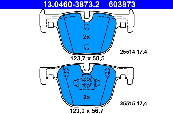 ATE 13.0460-3873.2 - Тормозные колодки, дисковые, комплект parts5.com