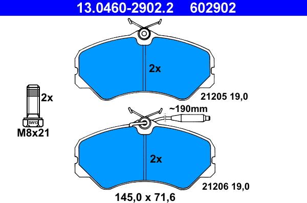 ATE 13.0460-2902.2 - Тормозные колодки, дисковые, комплект parts5.com