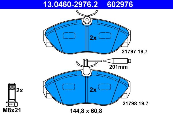 ATE 13.0460-2976.2 - Тормозные колодки, дисковые, комплект parts5.com