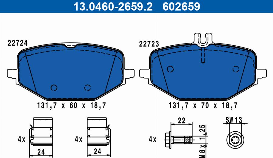 ATE 13.0460-2659.2 - Тормозные колодки, дисковые, комплект parts5.com