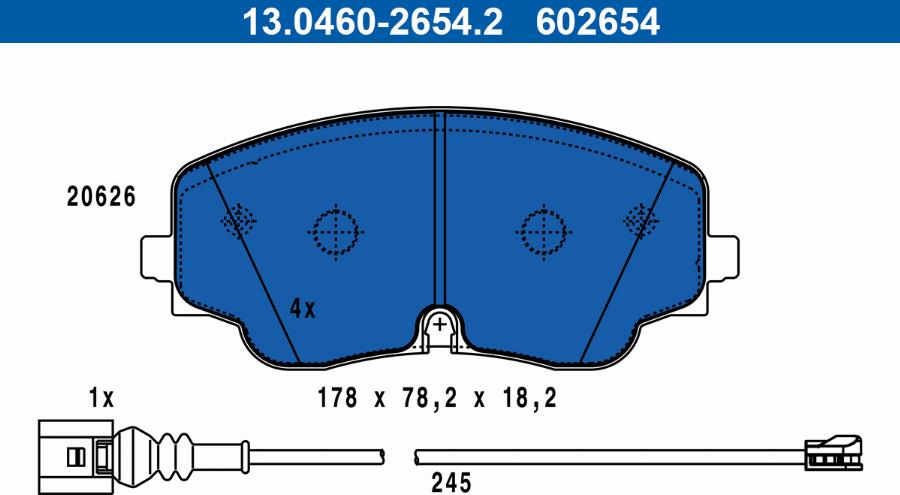 ATE 13046026542 - Тормозные колодки, дисковые, комплект parts5.com