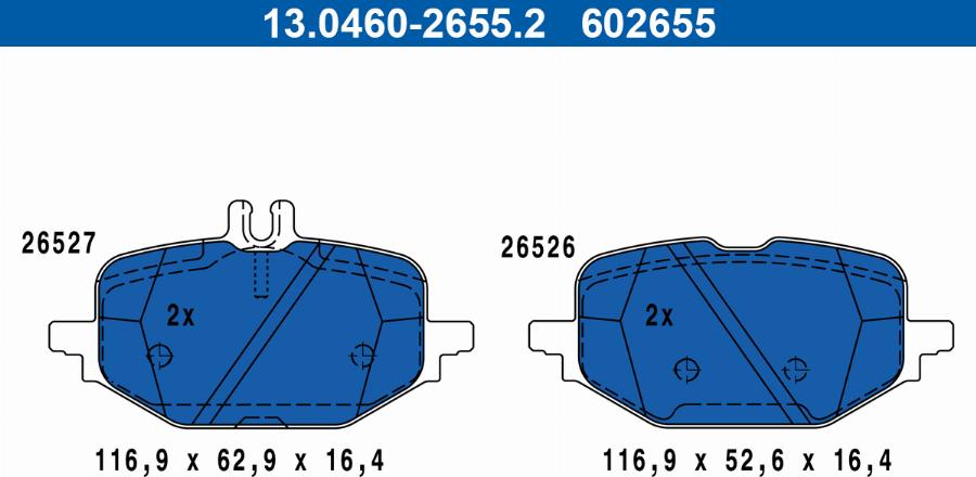 ATE 13.0460-2655.2 - Тормозные колодки, дисковые, комплект parts5.com