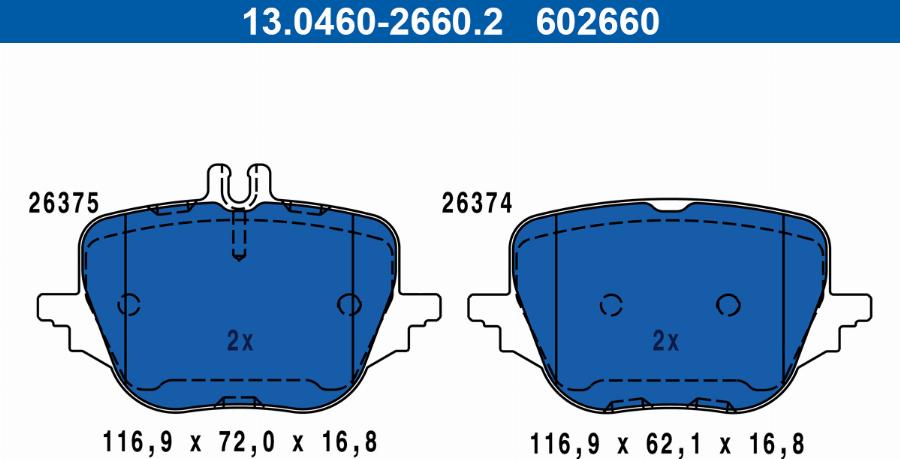 ATE 13.0460-2660.2 - Тормозные колодки, дисковые, комплект parts5.com