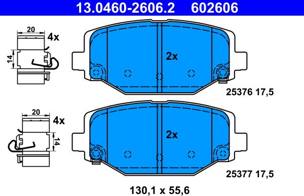 ATE 13.0460-2606.2 - Тормозные колодки, дисковые, комплект parts5.com