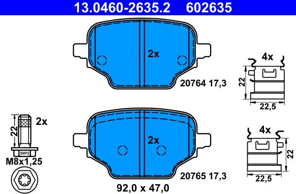 ATE 13.0460-2635.2 - Тормозные колодки, дисковые, комплект parts5.com