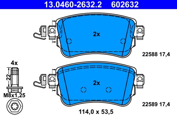 ATE 13.0460-2632.2 - Тормозные колодки, дисковые, комплект parts5.com