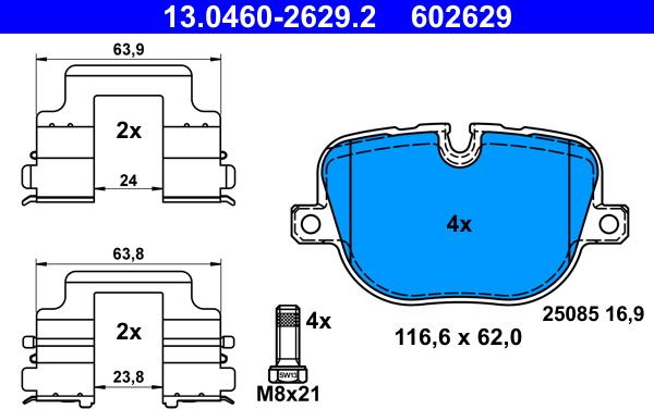 ATE 13.0460-2629.2 - Тормозные колодки, дисковые, комплект parts5.com