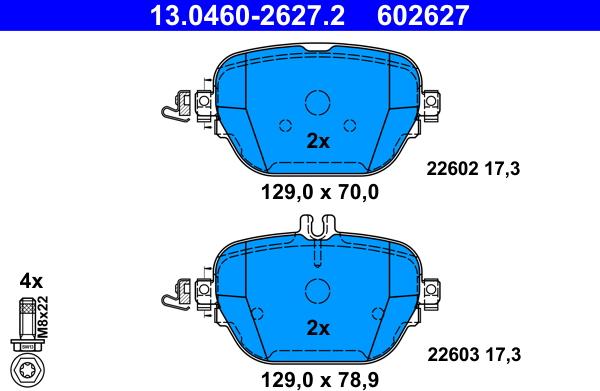 ATE 13.0460-2627.2 - Тормозные колодки, дисковые, комплект parts5.com