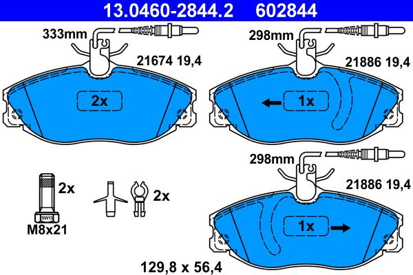 ATE 13.0460-2844.2 - Тормозные колодки, дисковые, комплект parts5.com