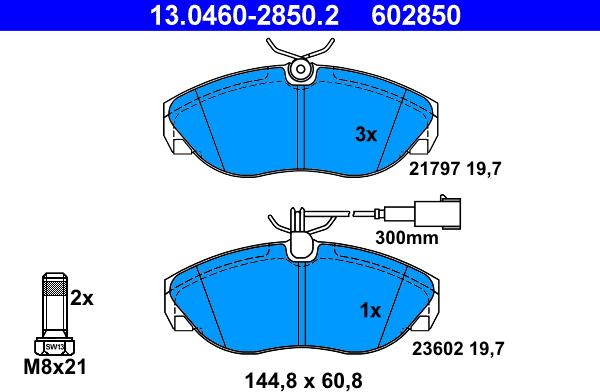 ATE 13.0460-2850.2 - Тормозные колодки, дисковые, комплект parts5.com