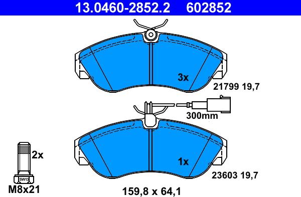 ATE 13.0460-2852.2 - Тормозные колодки, дисковые, комплект parts5.com