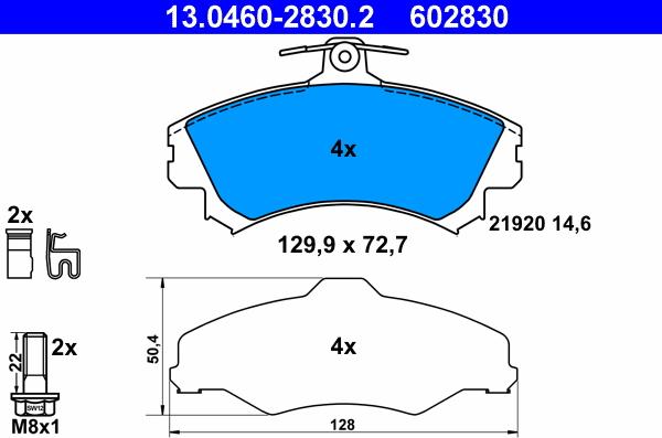 ATE 13.0460-2830.2 - Тормозные колодки, дисковые, комплект parts5.com