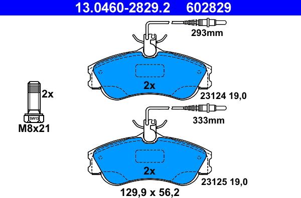 ATE 13.0460-2829.2 - Тормозные колодки, дисковые, комплект parts5.com