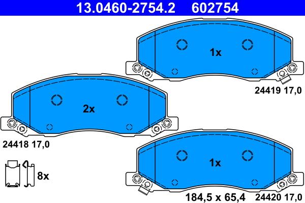 ATE 13.0460-2754.2 - Тормозные колодки, дисковые, комплект parts5.com