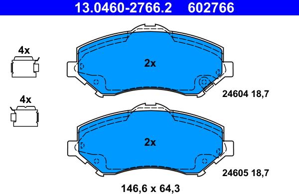 ATE 13.0460-2766.2 - Juego de pastillas de freno parts5.com