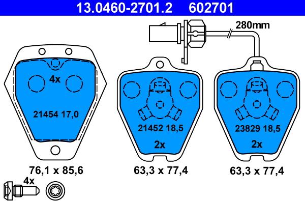 ATE 13.0460-2701.2 - Тормозные колодки, дисковые, комплект parts5.com