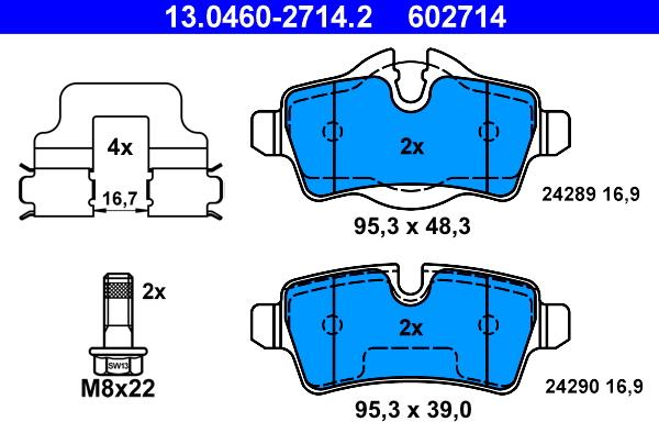 ATE 13.0460-2714.2 - Тормозные колодки, дисковые, комплект parts5.com